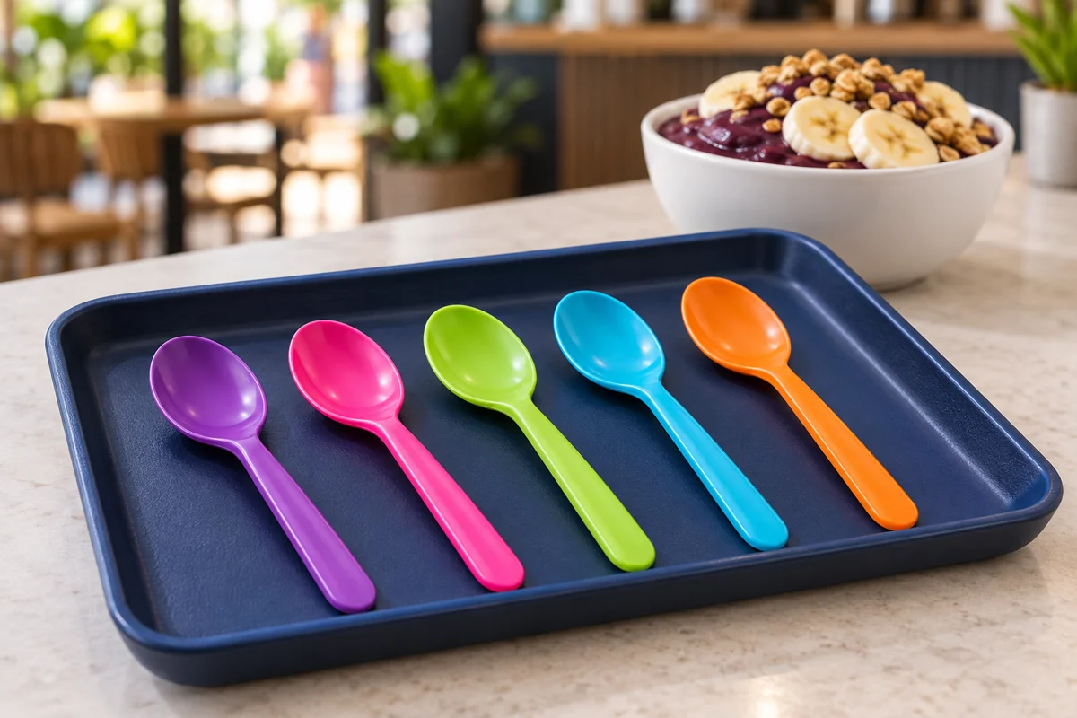 Colheres coloridas para açaí